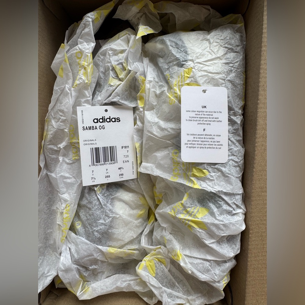 RARE adidas Originals Samba OG Ivory Collegiate Green Gold Metallic sneakers - Picture 8 of 8